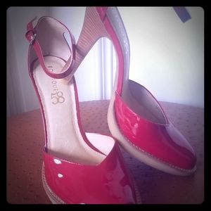 Red Patent Leather Ankle Strap Heels